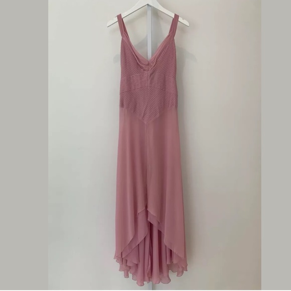 NICOLE MILLER COLLECTION DUSTY PINK SILK LONG DRESS 4 NWTS! - Picture 2 of 11